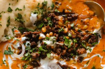 Carrot Soup with Spiced Ground Beef and Pine Nuts Recipe