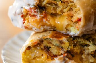 Sheet Pan Breakfast Burritos with Creamy Chipotle Sauce Recipe